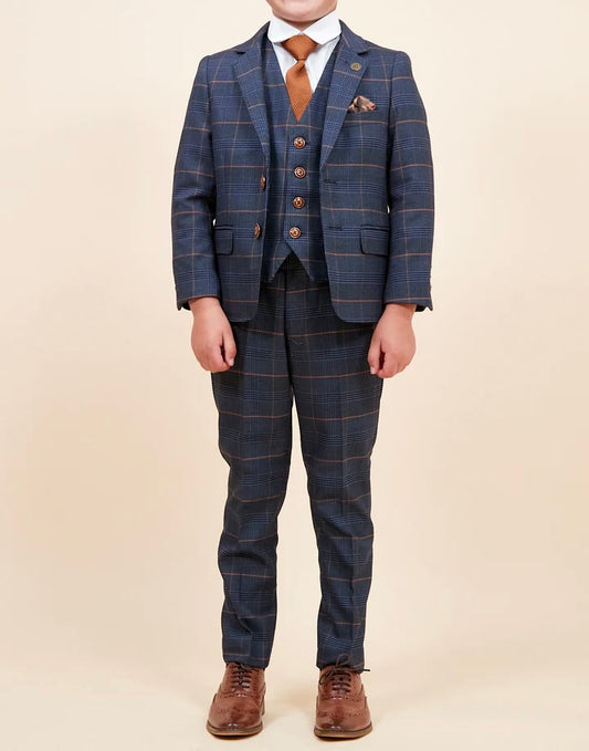 Marc Darcy Jenson Marine Children’s Navy Check Three Piece Suit