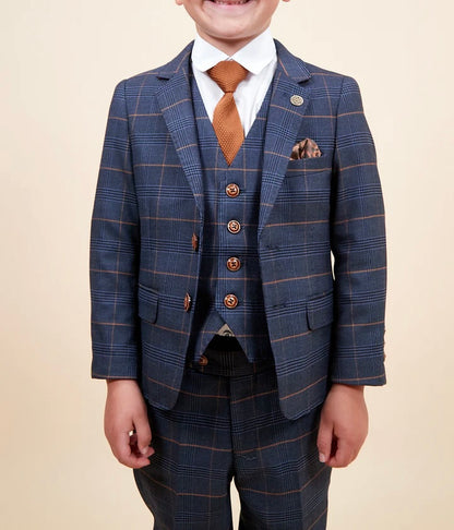 Marc Darcy Jenson Marine Children’s Navy Check Three Piece Suit
