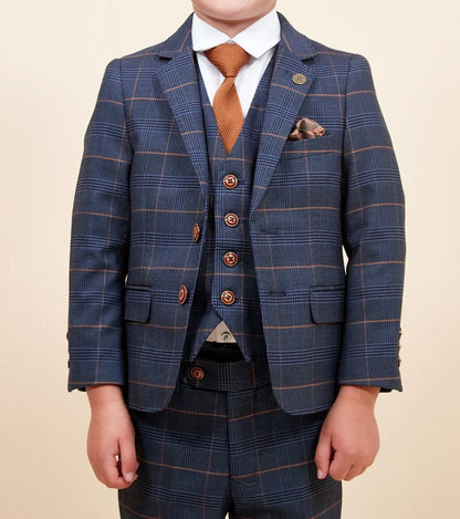 Marc Darcy Jenson Marine Children’s Navy Check Three Piece Suit