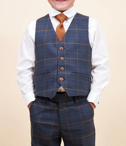 Marc Darcy Jenson Marine Children’s Navy Check Three Piece Suit