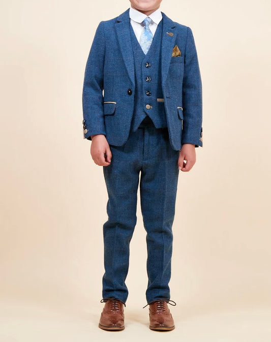 Marc Darcy Dion Children’s Blue Tweed Check Three Piece Suit