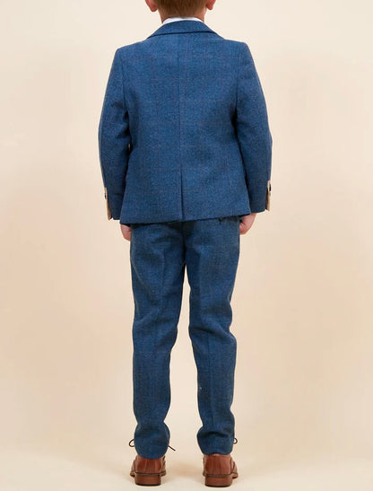 Marc Darcy Dion Children’s Blue Tweed Check Three Piece Suit