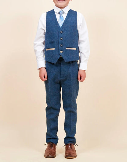 Marc Darcy Dion Children’s Blue Tweed Check Three Piece Suit
