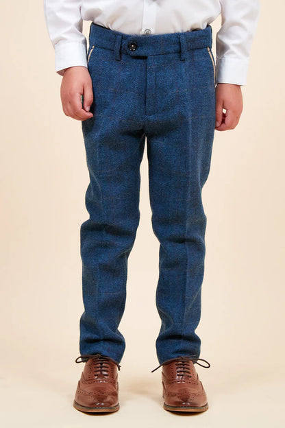 Marc Darcy Dion Children’s Blue Tweed Check Three Piece Suit