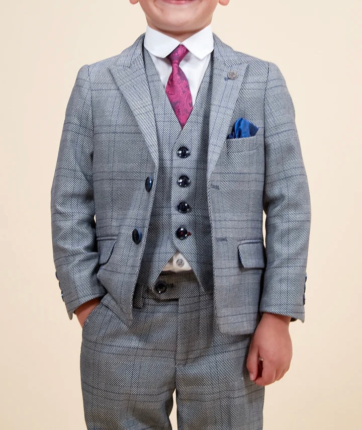 SALE Marc Darcy Jerry Children’s Grey Check Three Piece Suit