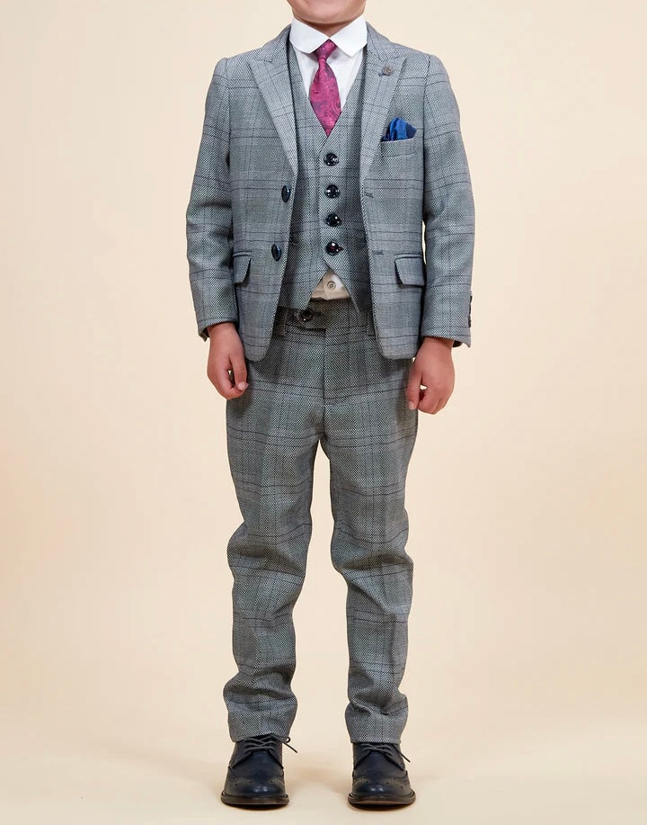 SALE Marc Darcy Jerry Children’s Grey Check Three Piece Suit