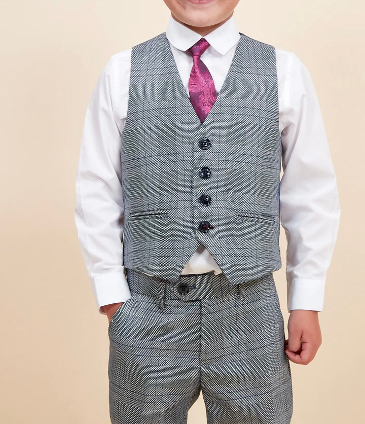 SALE Marc Darcy Jerry Children’s Grey Check Three Piece Suit