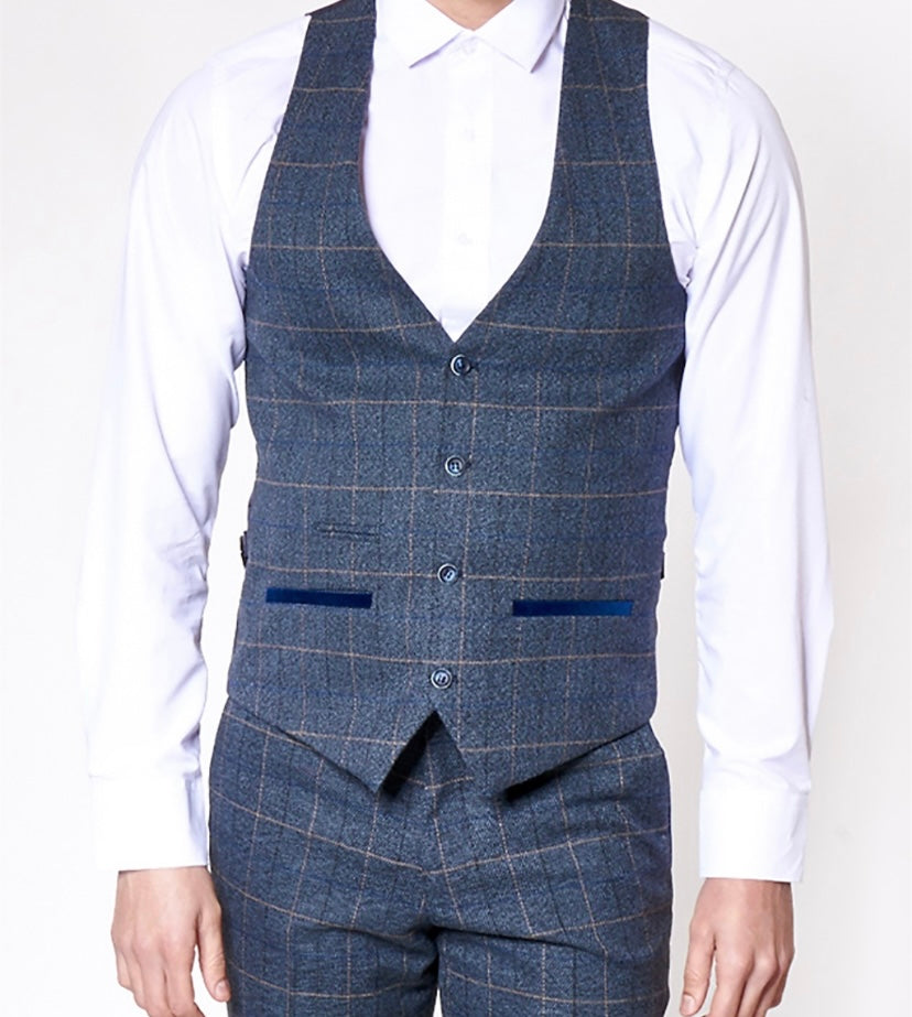 SALE Marc Darcy Scott Blue Waistcoat