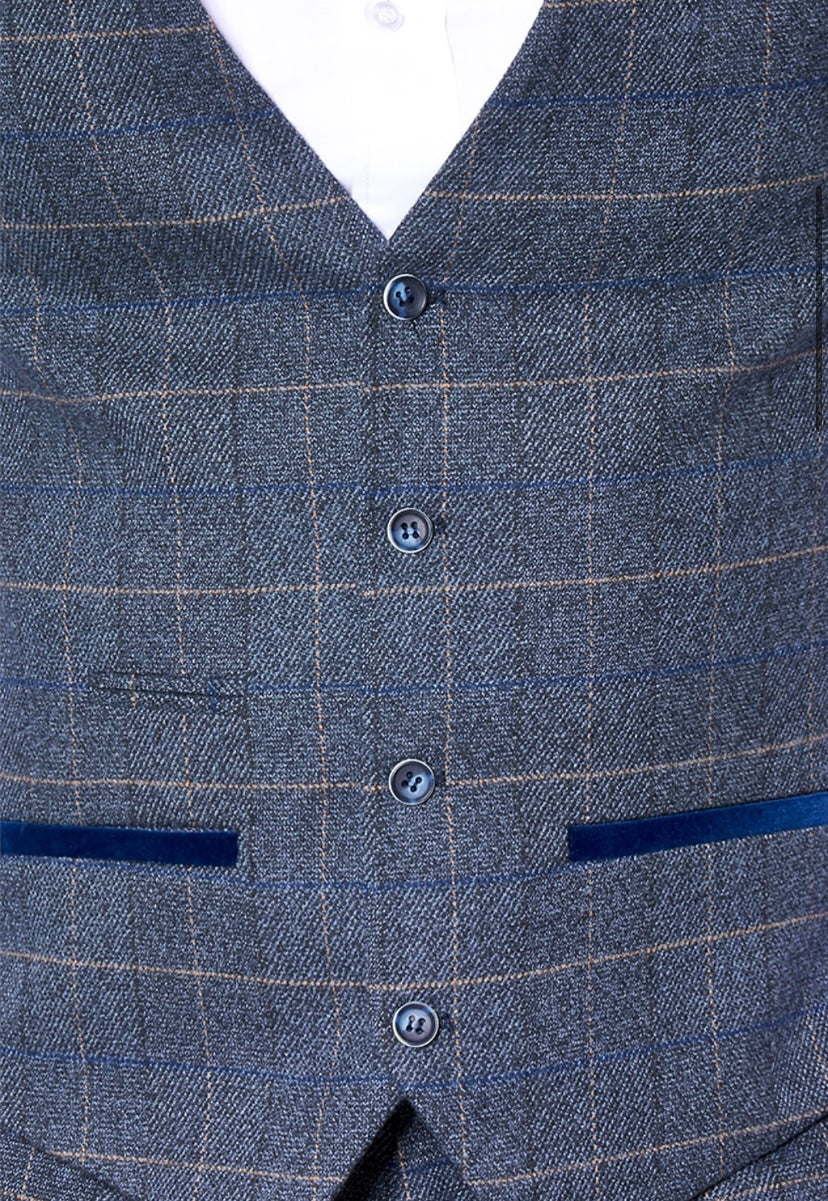 SALE Marc Darcy Scott Blue Waistcoat