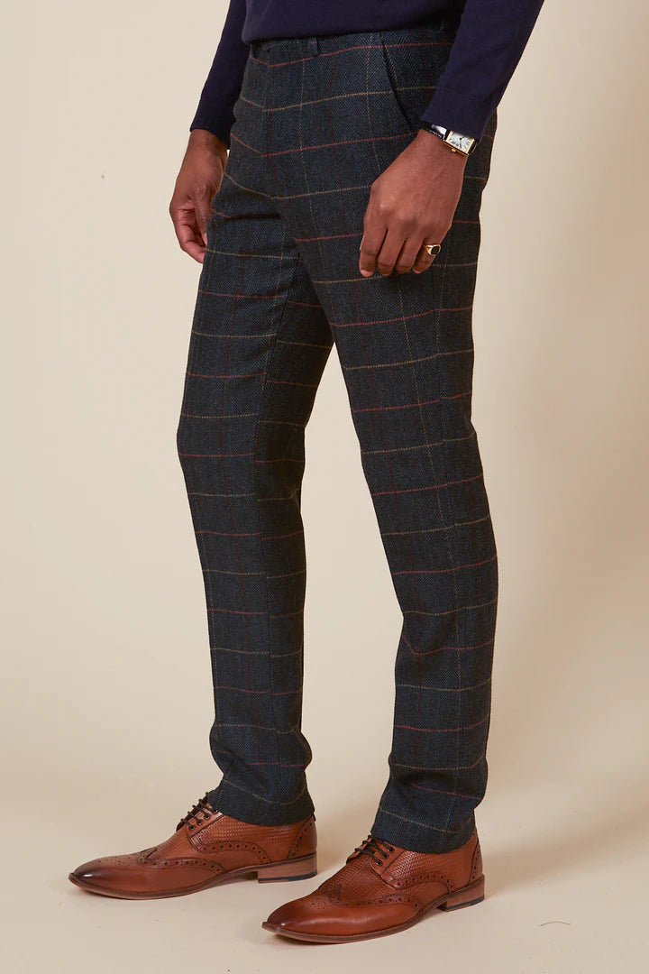 SALE Marc Darcy Eton Navy  Blue Tweed Check Trousers