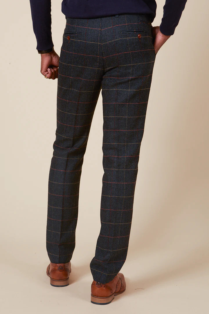 SALE Marc Darcy Eton Navy  Blue Tweed Check Trousers