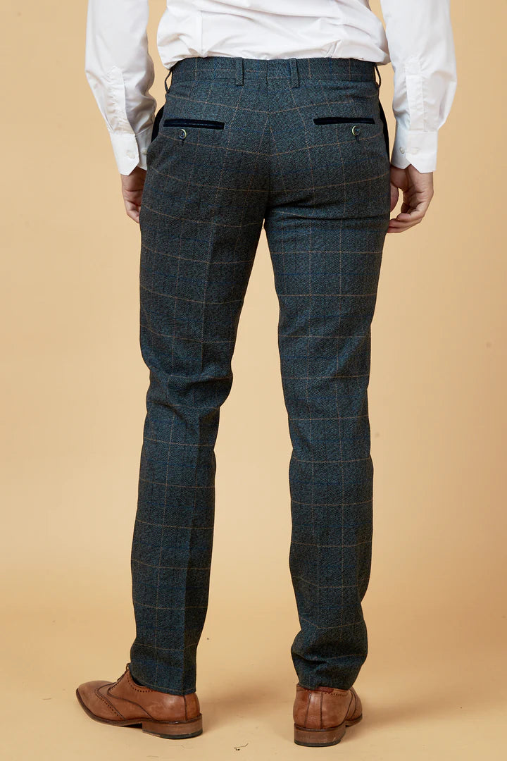 SALE Marc Darcy Scott Blue Check Tweed Trousers