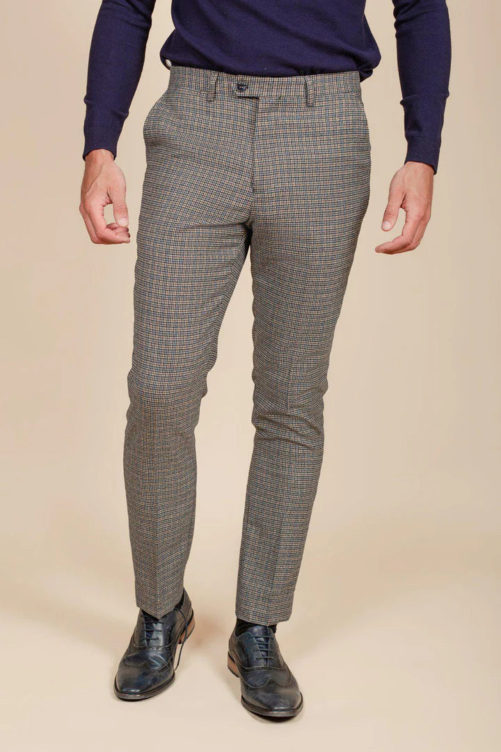 SALE Marc Darcy Hardwick Navy Tan Trousers