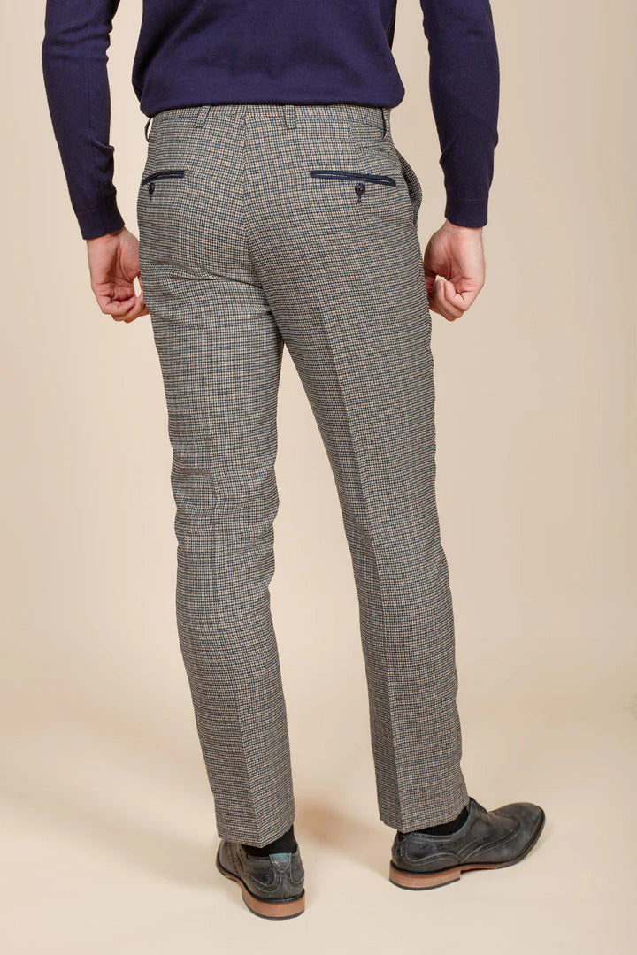 SALE Marc Darcy Hardwick Navy Tan Trousers