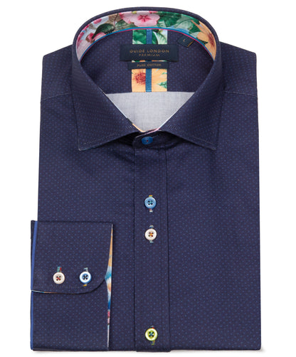 Guide London Premium Navy Multi Button Shirt