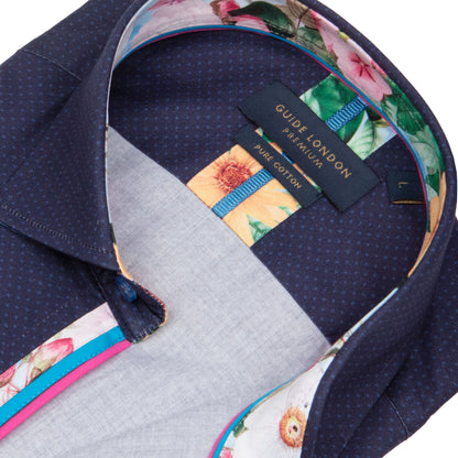 Guide London Premium Navy Multi Button Shirt