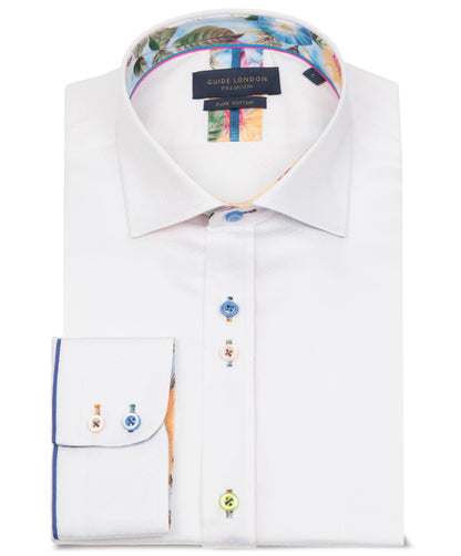 Guide London Premium White Multi Button Shirt