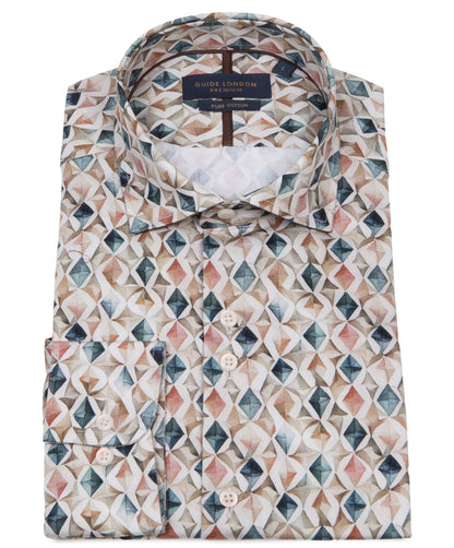 SALE Guide London Premium Watercolour Geometric Long Sleeve Shirt