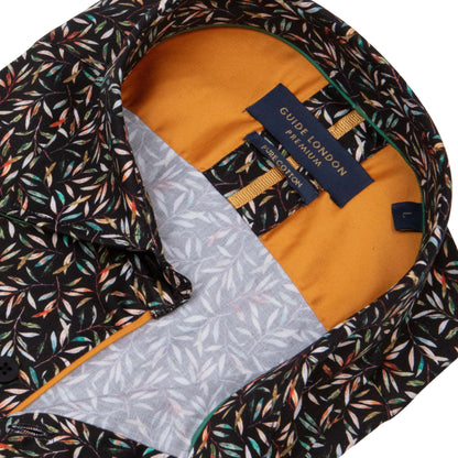 SALE Guide London Premium Leafy Pattern Long Sleeve Shirt