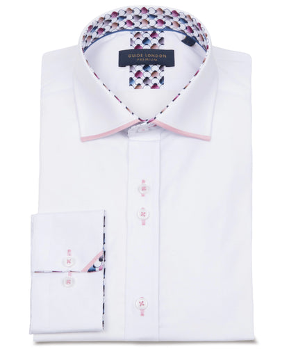 Guide London Premium White Shirt with Pink Trim