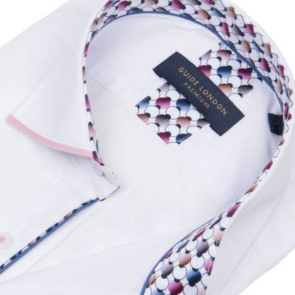 Guide London Premium White Shirt with Pink Trim