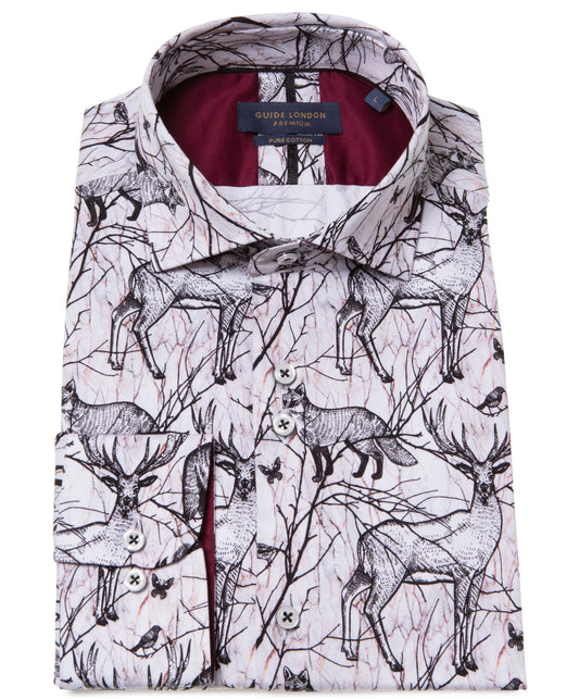 Guide London Premium Woodland Fox and Deer Long Sleeve Shirt