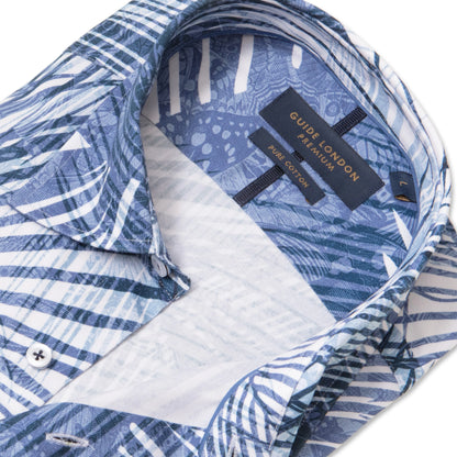 Guide London Premium Blue Tropical Leaf Shirt