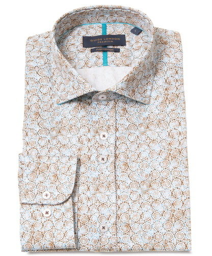 Guide London Premium Tan Dotted Circle Shirt