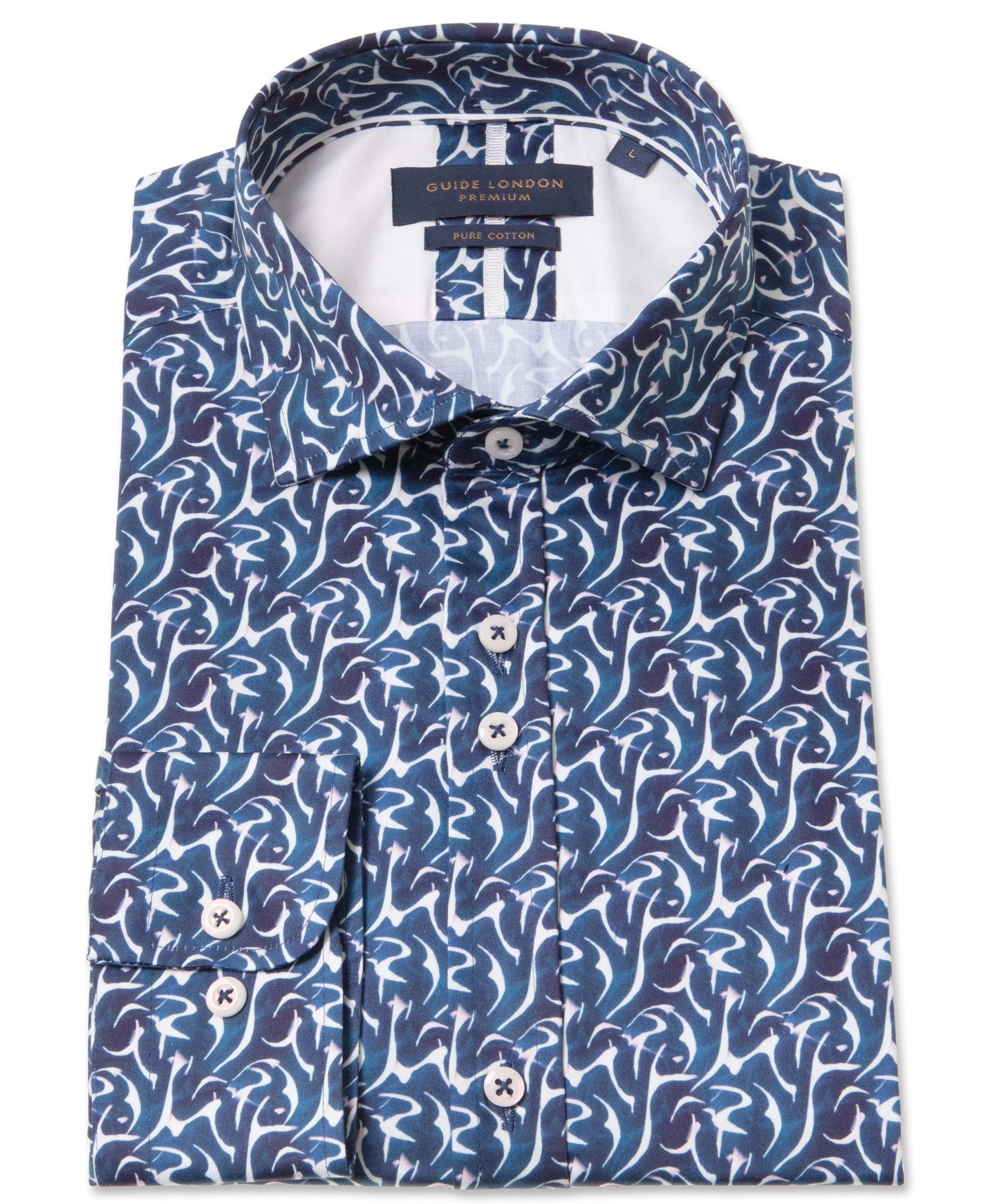 Guide London Premium Abstract Shades Of Blue Shirt