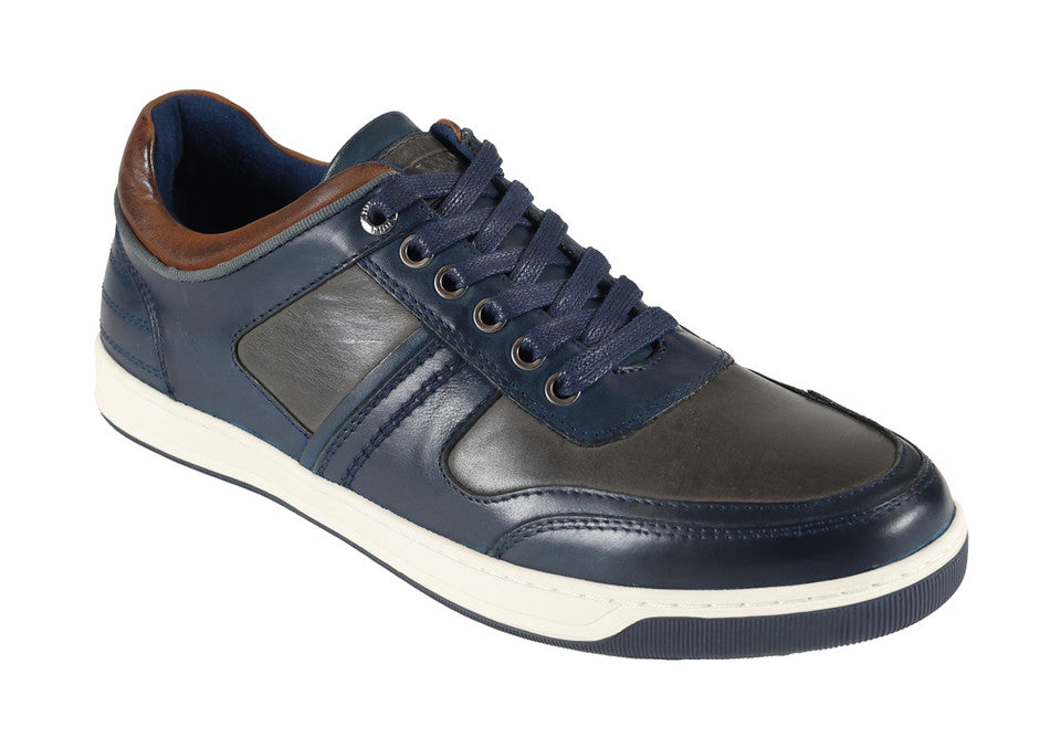 Front Renzo Navy Brown Trainer Shoe