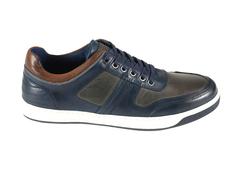 Front Renzo Navy Brown Trainer Shoe