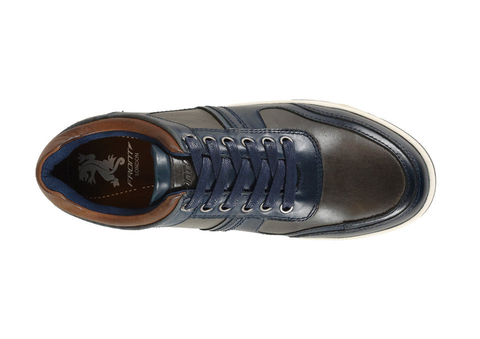 Front Renzo Navy Brown Trainer Shoe