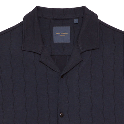 Guide London Short Sleeve Navy Knitted Button Jersey Shirt