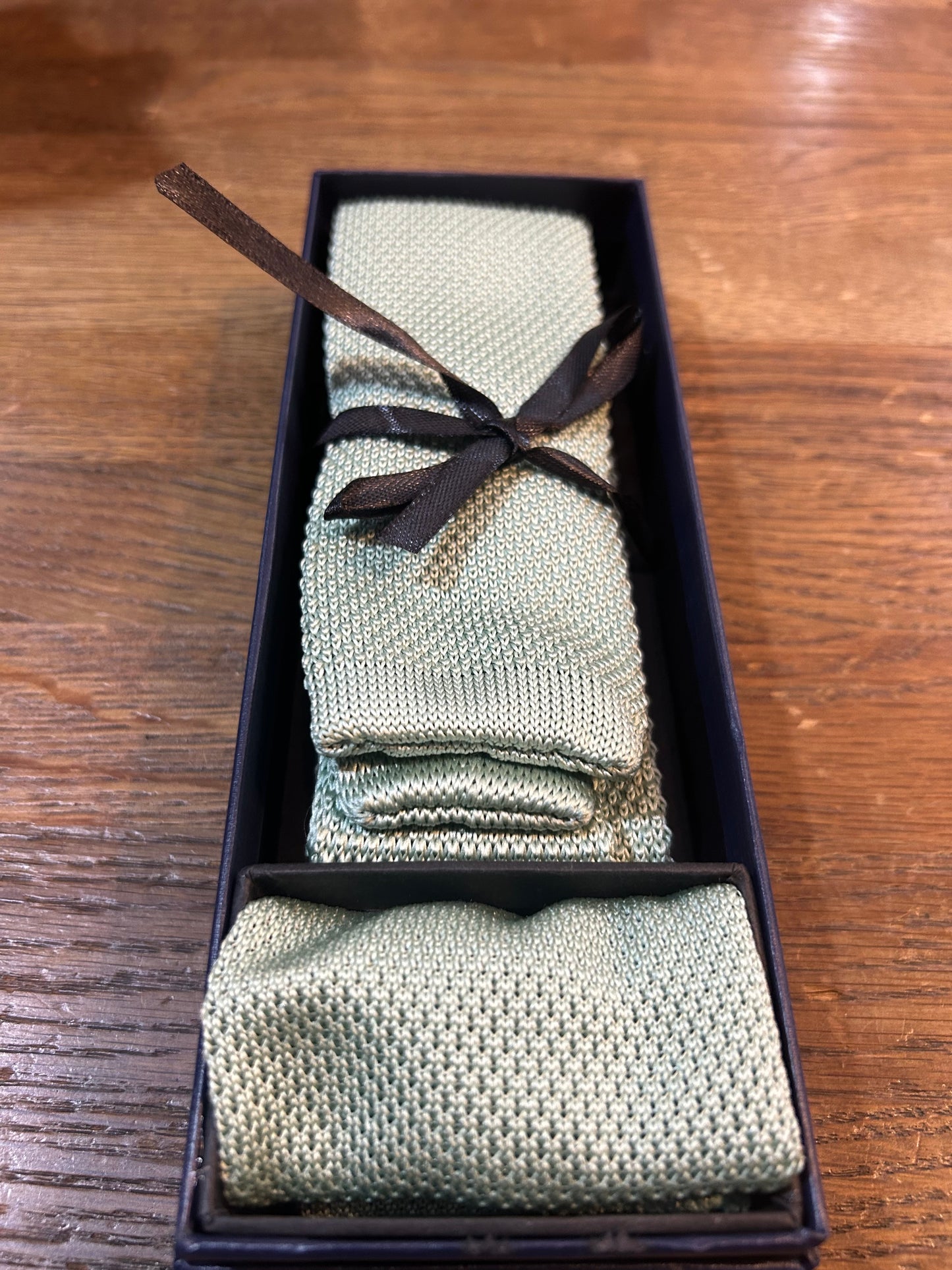 Marc Darcy Sage Green Knitted Tie Set