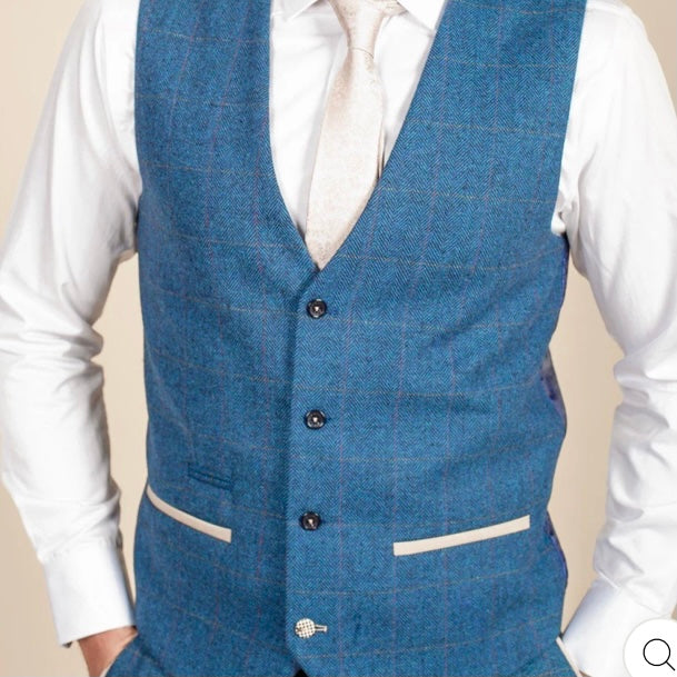 Marc Darcy Dion Blue Waistcoat