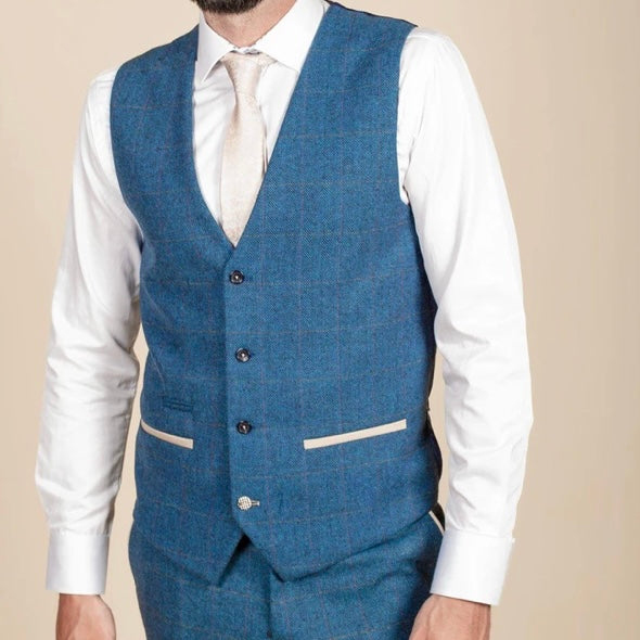 Marc Darcy Dion Blue Waistcoat