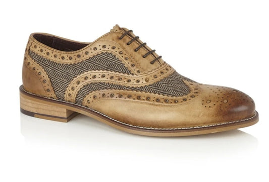 London Brogues Gatsby Tan Tweed Shoe