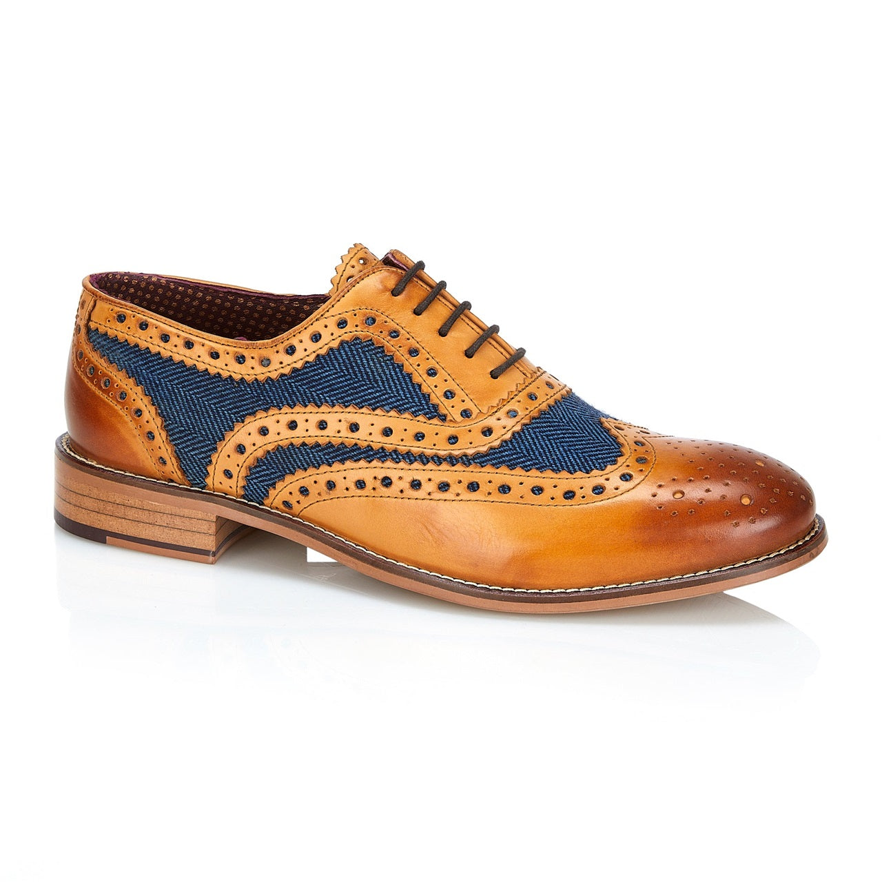 London Brogue Gatsby Tan Blue Shoe