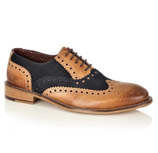 London Brogues Gatsby Tan Navy Shoe