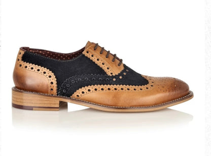 London Brogues Gatsby Tan Navy Shoe