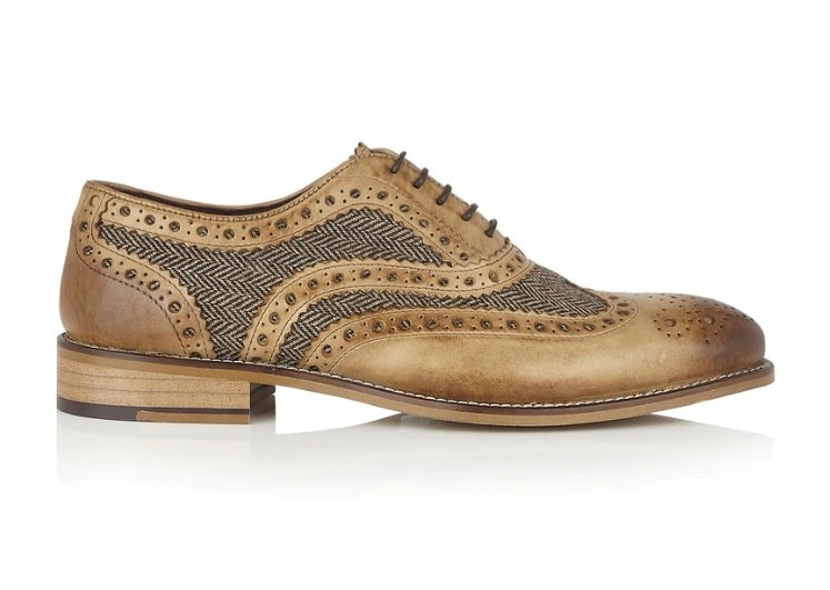 London Brogues Gatsby Tan Tweed Shoe