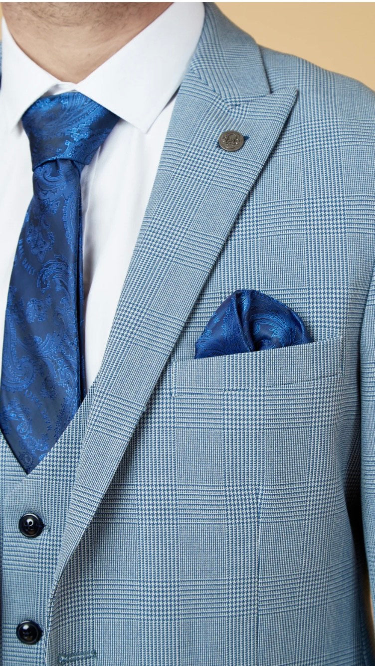 Marc Darcy Bromley Sky Blue Check Blazer