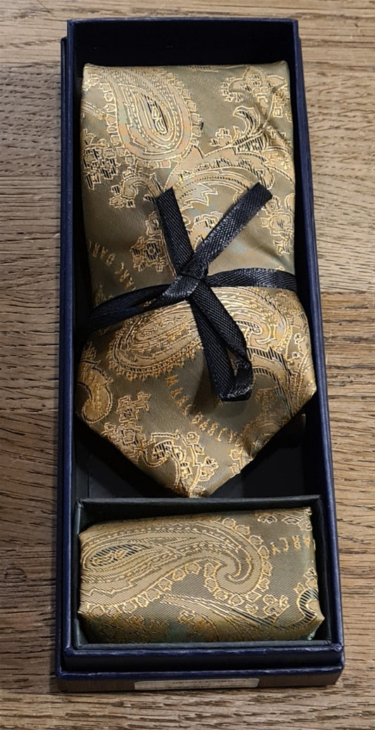 Marc Darcy Paisley Gold Tie Set