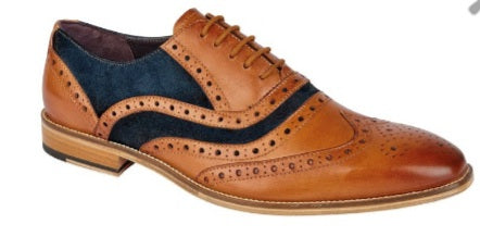 UKD Oxford Brogue Tan Navy Shoe